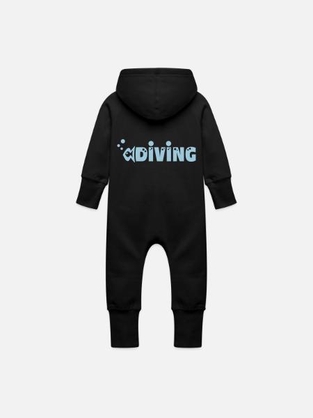 Plongeur - Grenouillère à capuche bio en molleton Bébé - noir