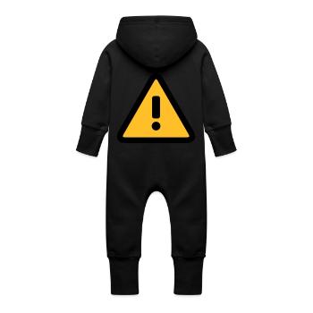 achtung_f2 - Grenouillère à capuche bio en molleton Bébé - noir - Dos