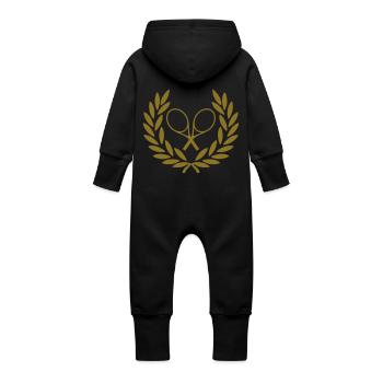 tennis laurel wreath - Baby Organic Sweat Overalls With Hood - black - Back