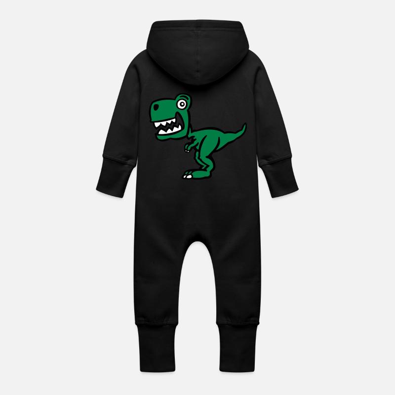 Superdinosaurier (Farbe) - Baby Bio Sweat Overall mit Kapuze - Schwarz
