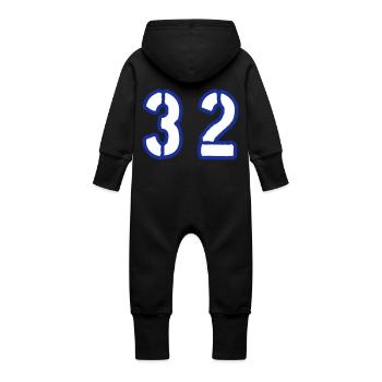 32 Symbole numérique - Grenouillère à capuche bio en molleton Bébé - noir - Dos