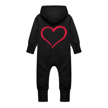 Heart - Baby Bio Sweat Overall mit Kapuze - Schwarz - Hinten
