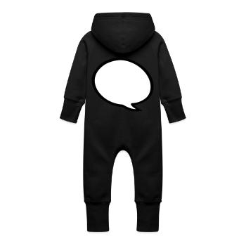 speech bubble - Baby Organic Sweat Overalls With Hood - black - Back