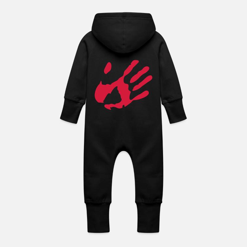 trace de main - Grenouillère à capuche bio en molleton Bébé - noir