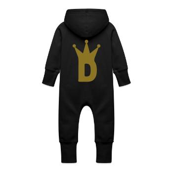 crown d w22 - Baby Organic Sweat Overalls With Hood - black - Back