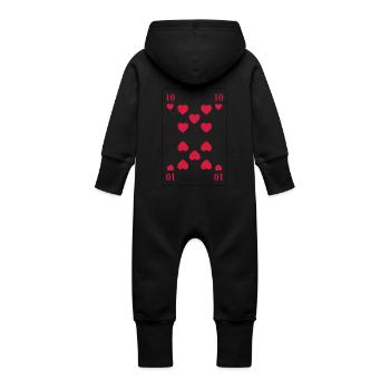 Coeur 10 - dix coeurs - Grenouillère à capuche bio en molleton Bébé - noir - Dos