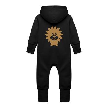 Löwe einfarbig - Baby Bio Sweat Overall mit Kapuze - Schwarz - Hinten