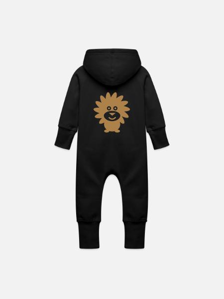 Löwe einfarbig - Baby Bio Sweat Overall mit Kapuze - Schwarz