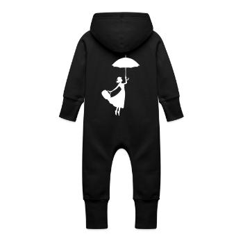 Woman Umbrella - Baby Organic Sweat Overalls With Hood - vanilla - Back