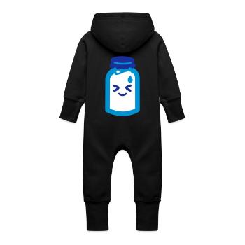 Sanshoku - Milch - Baby Bio Sweat Overall mit Kapuze - Schwarz - Hinten