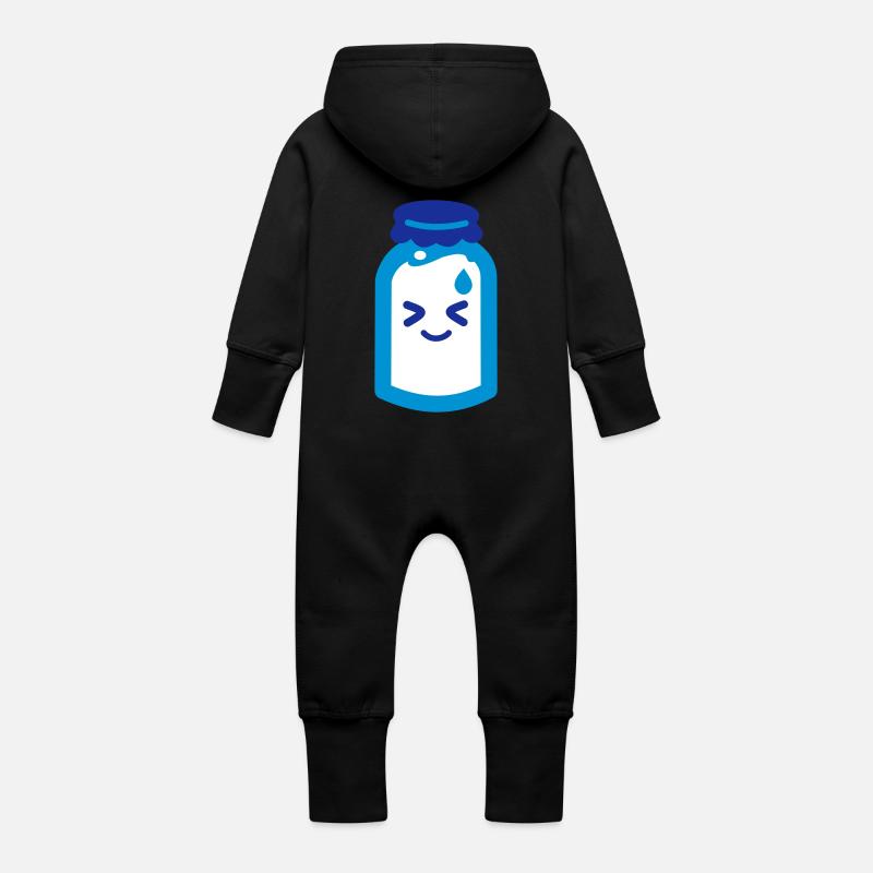 Sanshoku - Milch - Baby Bio Sweat Overall mit Kapuze - Schwarz
