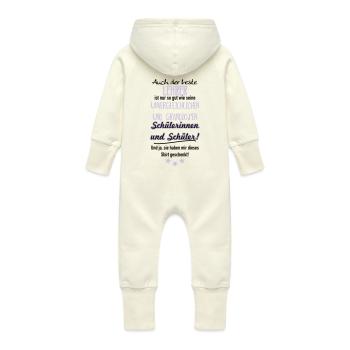 Bester Lehrer Shirt - Baby Bio Sweat Overall mit Kapuze - Vanille-Milchshake - Hinten