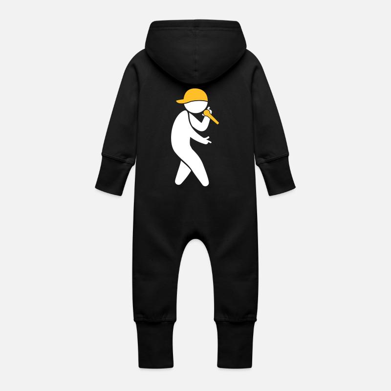 Hiphop Rapper - Grenouillère à capuche bio en molleton Bébé - noir