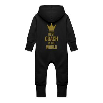 Coach / Coaching / Entraineur / Entrainer / Sport - Grenouillère à capuche bio en molleton Bébé - noir - Dos