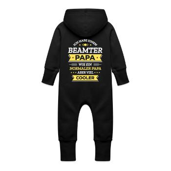BEAMTER PAPA COOL, OFFIZIELL, STIL, SERVICE - Baby Bio Sweat Overall mit Kapuze - Schwarz - Hinten