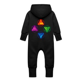 4 ÉLÉMENTS - Grenouillère à capuche bio en molleton Bébé - noir - Dos