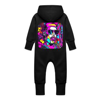 Style néon UV Glow Party tendance - Grenouillère à capuche bio en molleton Bébé - noir - Dos