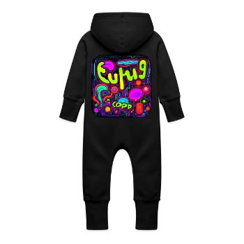 Couleurs néon style vif UV - Grenouillère à capuche bio en molleton Bébé - noir - Dos