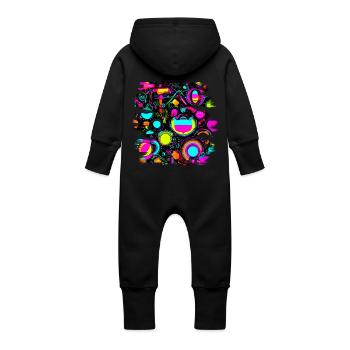 Couleurs néon style vif UV - Grenouillère à capuche bio en molleton Bébé - noir - Dos