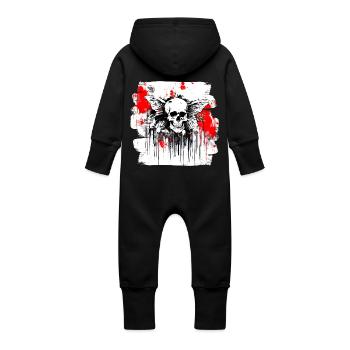 Totenschädel Splash Trash Polka Tattoo - Baby Bio Sweat Overall mit Kapuze - Vanille-Milchshake - Hinten