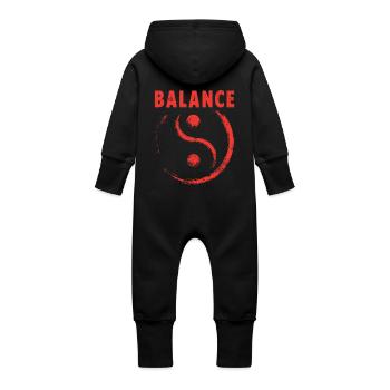 Équilibre Yin et Yang - Grenouillère à capuche bio en molleton Bébé - noir - Dos