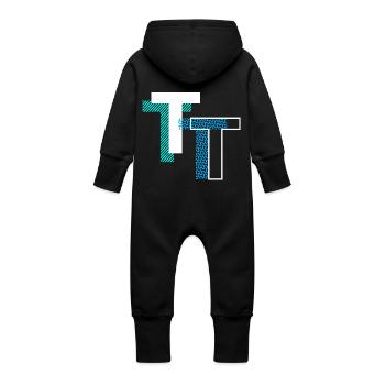 Lettre T - Grenouillère à capuche bio en molleton Bébé - noir - Dos