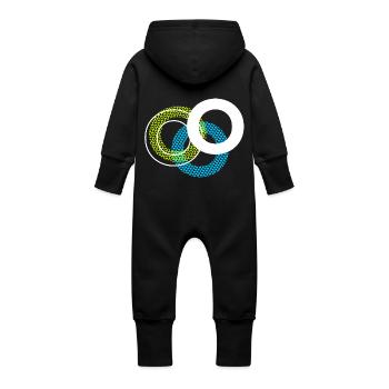 O Letter - Baby Organic Sweat Overalls With Hood - black - Back