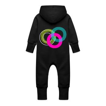 Lettre O - Grenouillère à capuche bio en molleton Bébé - noir - Dos
