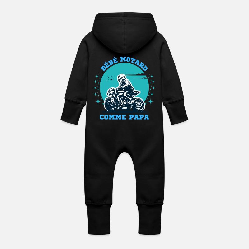 bébé motard comme papa - Grenouillère à capuche bio en molleton Bébé - noir