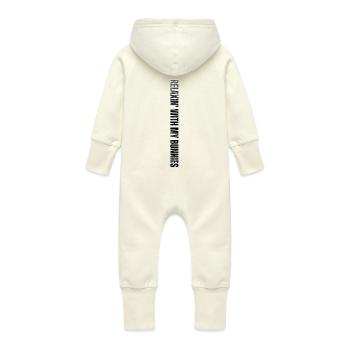 Relaxin' With My Bunnies – Easter Ease And Humor - Baby Organic Sweat Overalls With Hood - vanilla - Back