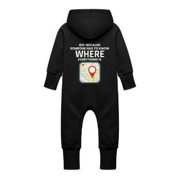 GIS Where Everything Is Map Location - Baby Organic Sweat Overalls With Hood - black - Back