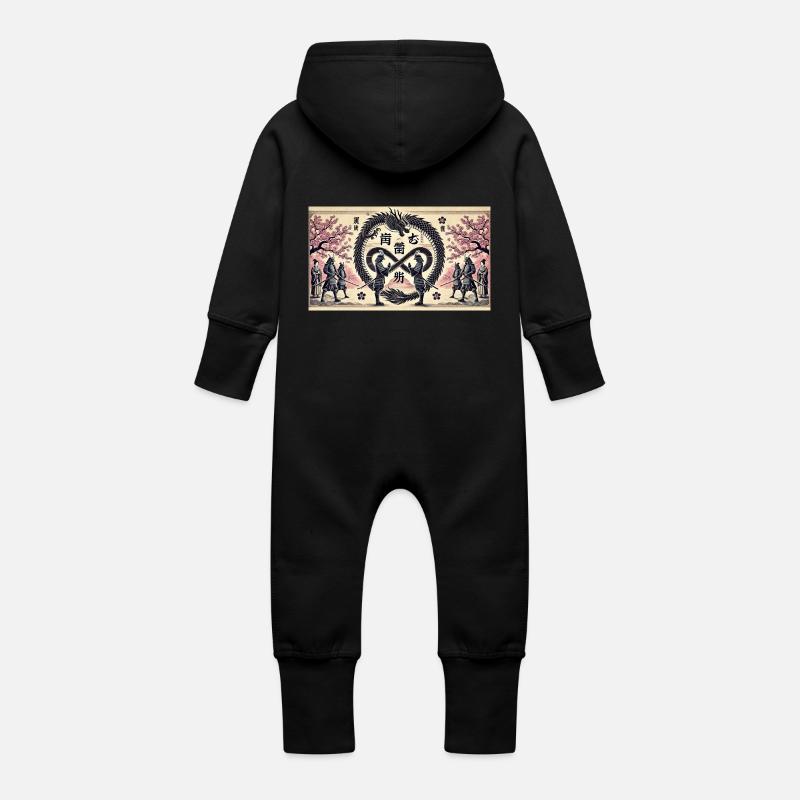 La réunion - Grenouillère à capuche bio en molleton Bébé - noir