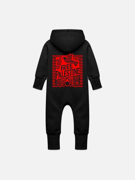 Free palestine - Baby Bio Sweat Overall mit Kapuze - Schwarz