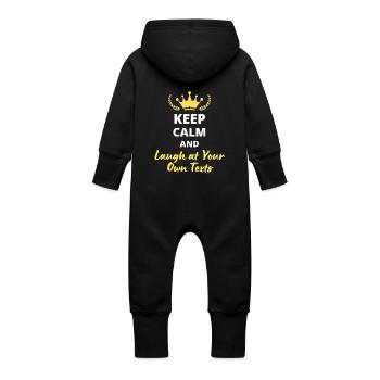 Keep Calm and Laugh at Your Own Texts - Baby Organic Sweat Overalls With Hood - vanilla - Back