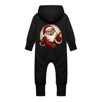 Weihnachtsmann Weihnachten - Baby Bio Sweat Overall mit Kapuze - Schwarz - Hinten