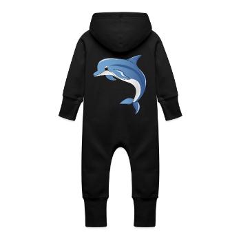 Delphin - Baby Bio Sweat Overall mit Kapuze - Schwarz - Hinten