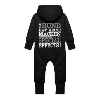 Mein Tier hat Macken Tierfreund Hund Katze Pferd - Baby Bio Sweat Overall mit Kapuze - Schwarz - Hinten