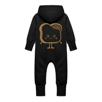 DS Kawaii Designs: Toastscheibe - Baby Organic Sweat Overalls With Hood - black - Back