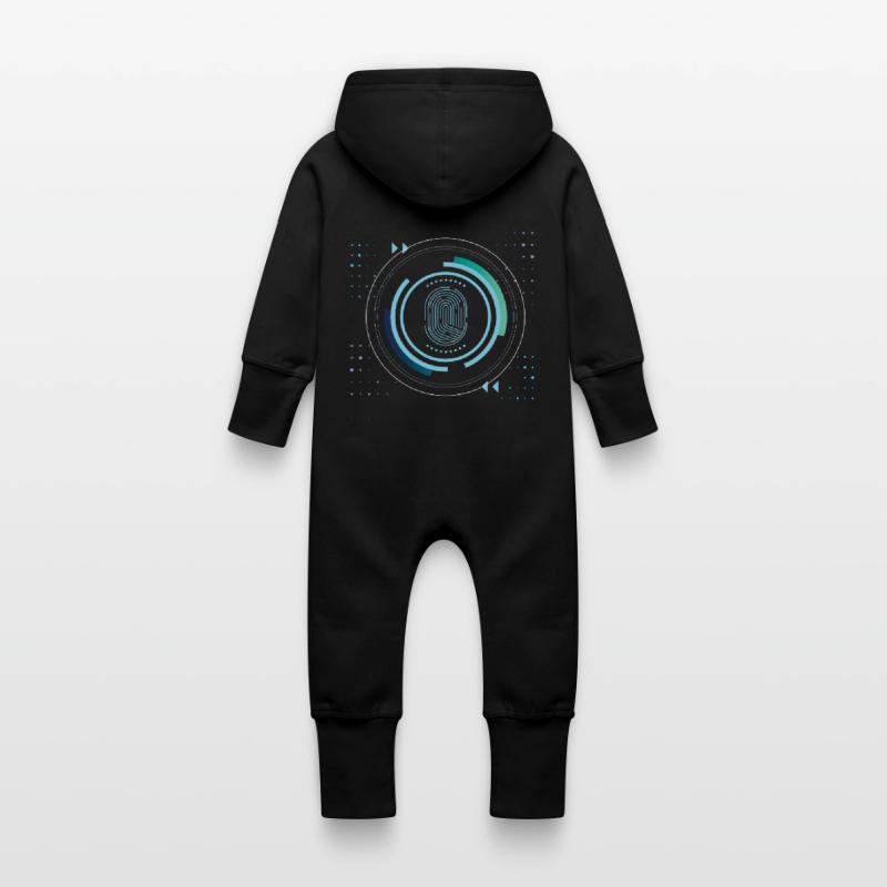 identity security safe nerd pixel pc tech science Baby Organic Sweat Overalls With Hood