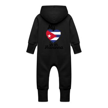 mon cœur havane cuba cuban cuba Cuba - Grenouillère à capuche bio en molleton Bébé - noir - Dos