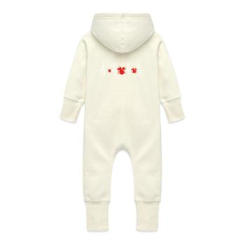 Heartbeat herz ekg evolution human DRUMMER SCHLAGZ - Baby Bio Sweat Overall mit Kapuze - Vanille-Milchshake - Hinten