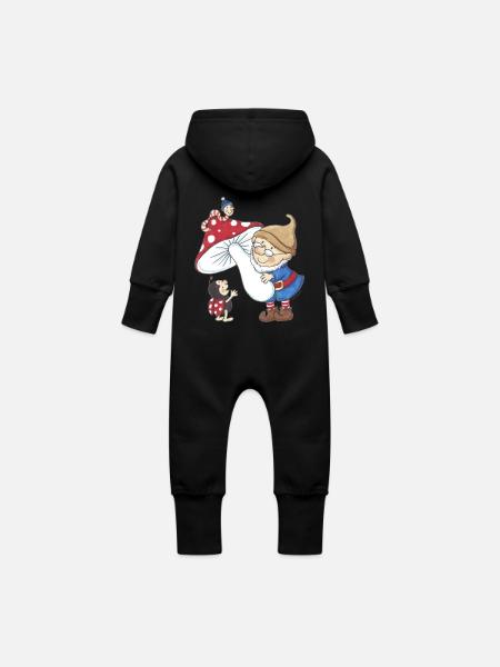 Wichtel_04 - Baby Bio Sweat Overall mit Kapuze - Schwarz