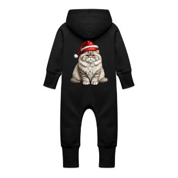 Chat persan de Noël - Grenouillère à capuche bio en molleton Bébé - noir - Dos