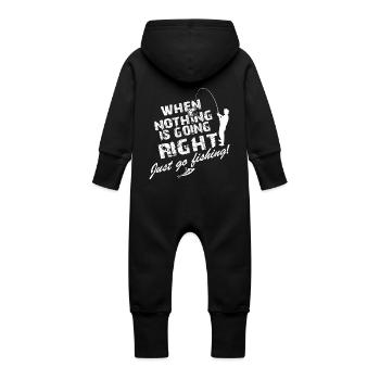Just Go Fishing When Nothing Is Going Right - Baby Organic Sweat Overalls With Hood - vanilla - Back