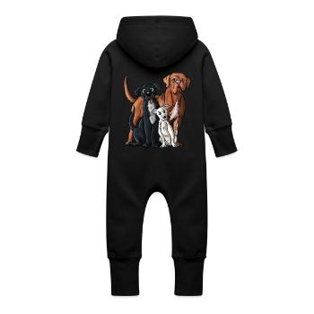 Chiens - Grenouillère à capuche bio en molleton Bébé - noir - Dos