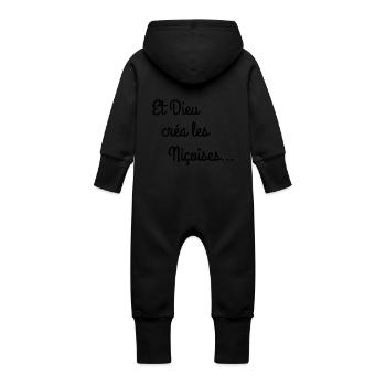 Et Dieu créa noir - Grenouillère à capuche bio en molleton Bébé - noir - Dos
