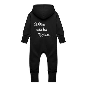 Et Dieu créa blanc - Grenouillère à capuche bio en molleton Bébé - noir - Dos