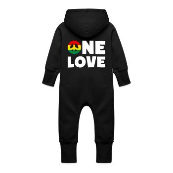 ONE LOVE Peace Jamaica Reggae Rastafari - Grenouillère à capuche bio en molleton Bébé - noir - Dos