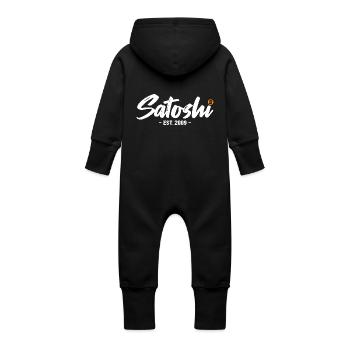 Satoshi est 2009 Bitcoin - Grenouillère à capuche bio en molleton Bébé - noir - Dos
