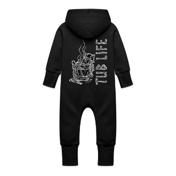 Tub Life Self-drawn Nordic Sauna Viking - Baby Organic Sweat Overalls With Hood - black - Back